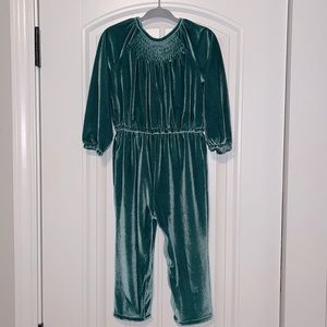 Smocked Velour Long-Sleeve Jumpsuit for Toddler Girls